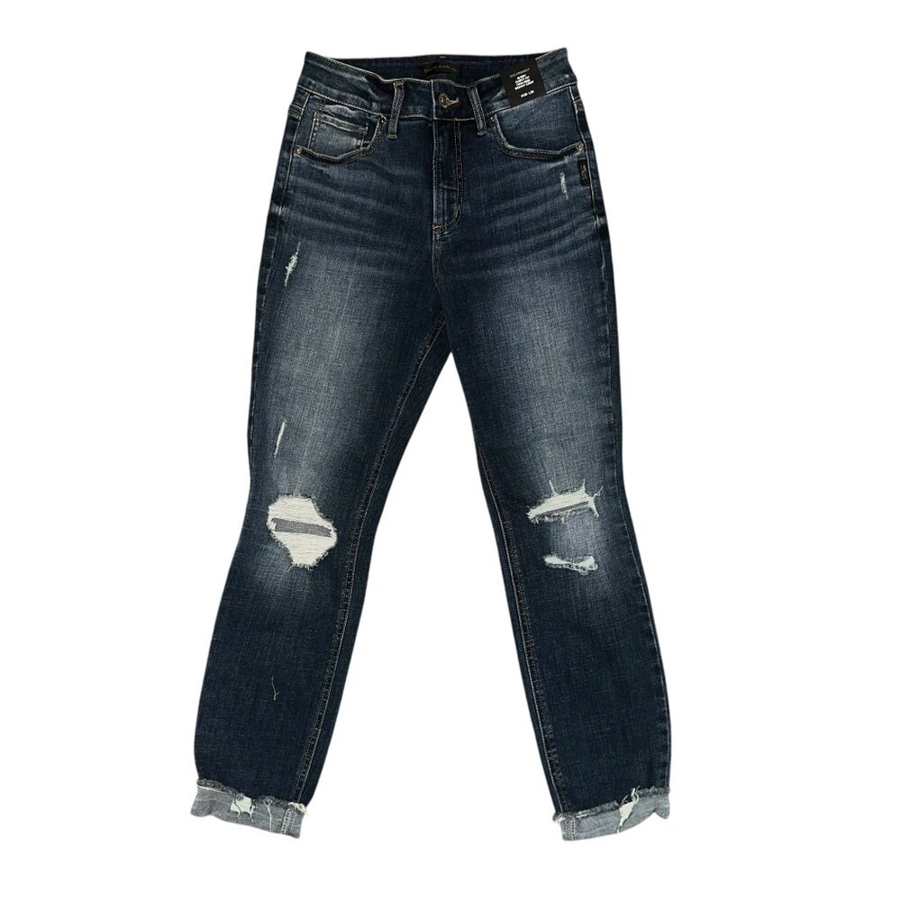 Silver Avery Curvy Skinny Crop Womens Jeans 26 25 High Rise Distressed Frayed - Picture 2 of 7